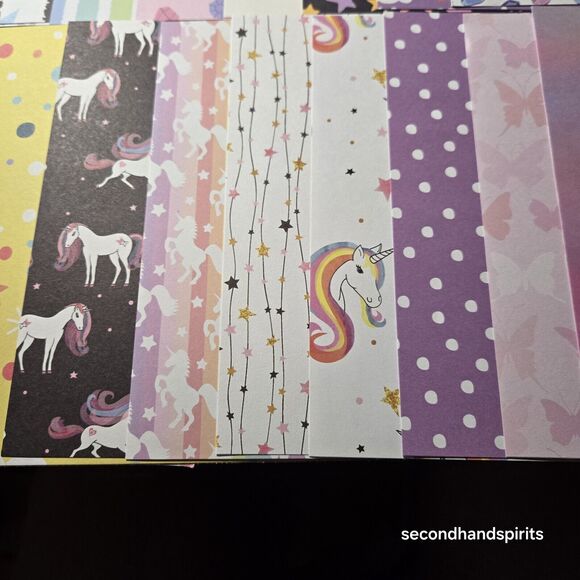 Pastel 6x6 Scrapbook Paper Pack – 24 Pieces Featuring Unicorns and Mermaids - Picture 3 of 7